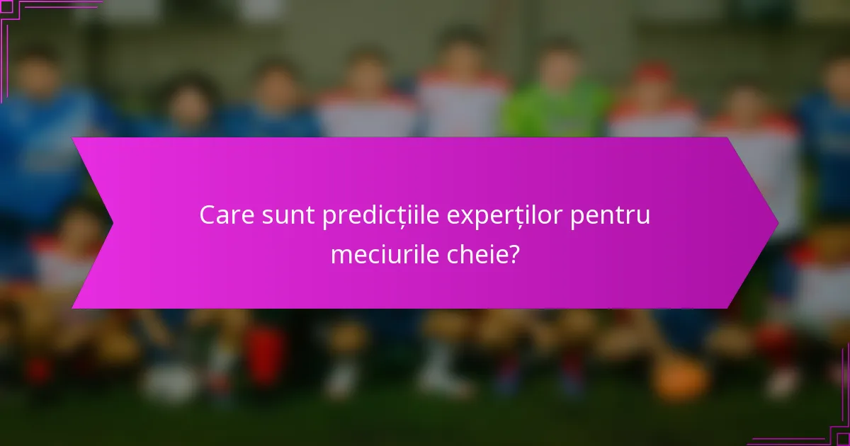 Care sunt predicțiile experților pentru meciurile cheie?