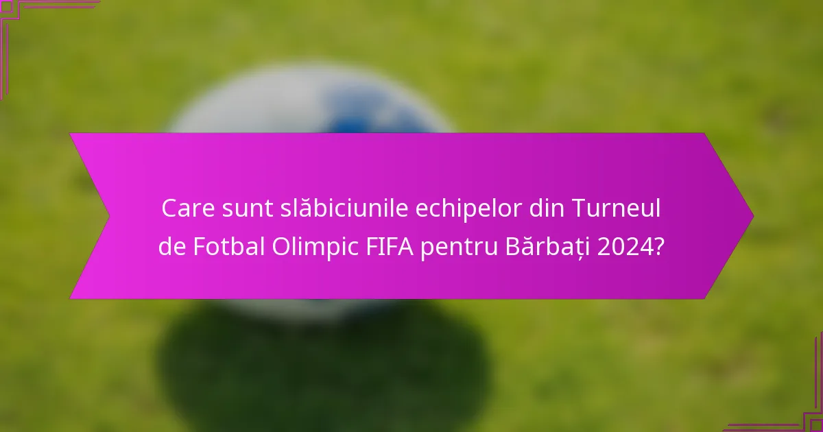 Care sunt slăbiciunile echipelor din Turneul de Fotbal Olimpic FIFA pentru Bărbați 2024?